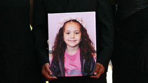 A portrait of the late Palestinian five-year-old Hind Rajab. Photo: Stefano Rellandini/ AFP