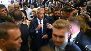Nigel Farage arrives at the Reform conference in Birmingham. Photo: OLI SCARFF/AFP via Getty Images