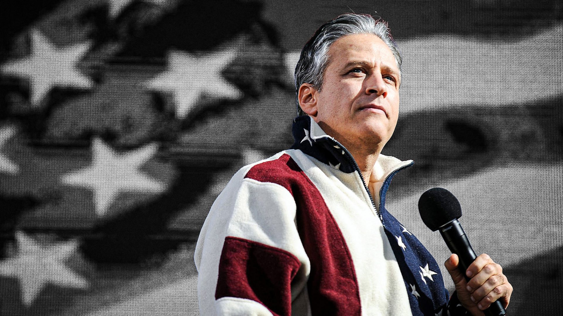 The Daily Show host Jon Stewart holds a Restore Sanity and Keep Fear Alive rally at the National Mall in Washington DC. Image: Astrid Riecken/Washington Post/Getty