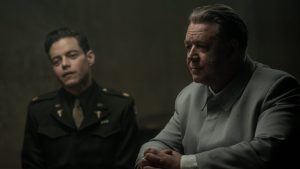 Russell Crowe as Hermann Goring & Rami Malek as Douglas Kelley. Photo: © Sky TV/Scott Garfield