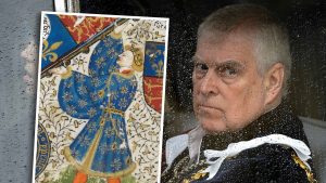 Richard Plantagenet,
the Third Duke of York
(1411-60), and Andrew Mountbatten Windsor, the last person to hold the title. Image: Universal Images; Toby Melville/WPA Pool/Getty
