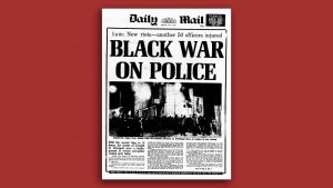 The front page of the Daily Mail from July 1981, during the Toxteth riots in Liverpool.