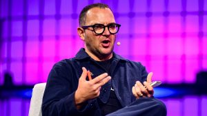Author Cory Doctorow speaks at Web Summit 2025 at the MEO Arena in Lisbon. Image: Shauna Clinton/Sportsfile for Web Summit/Getty