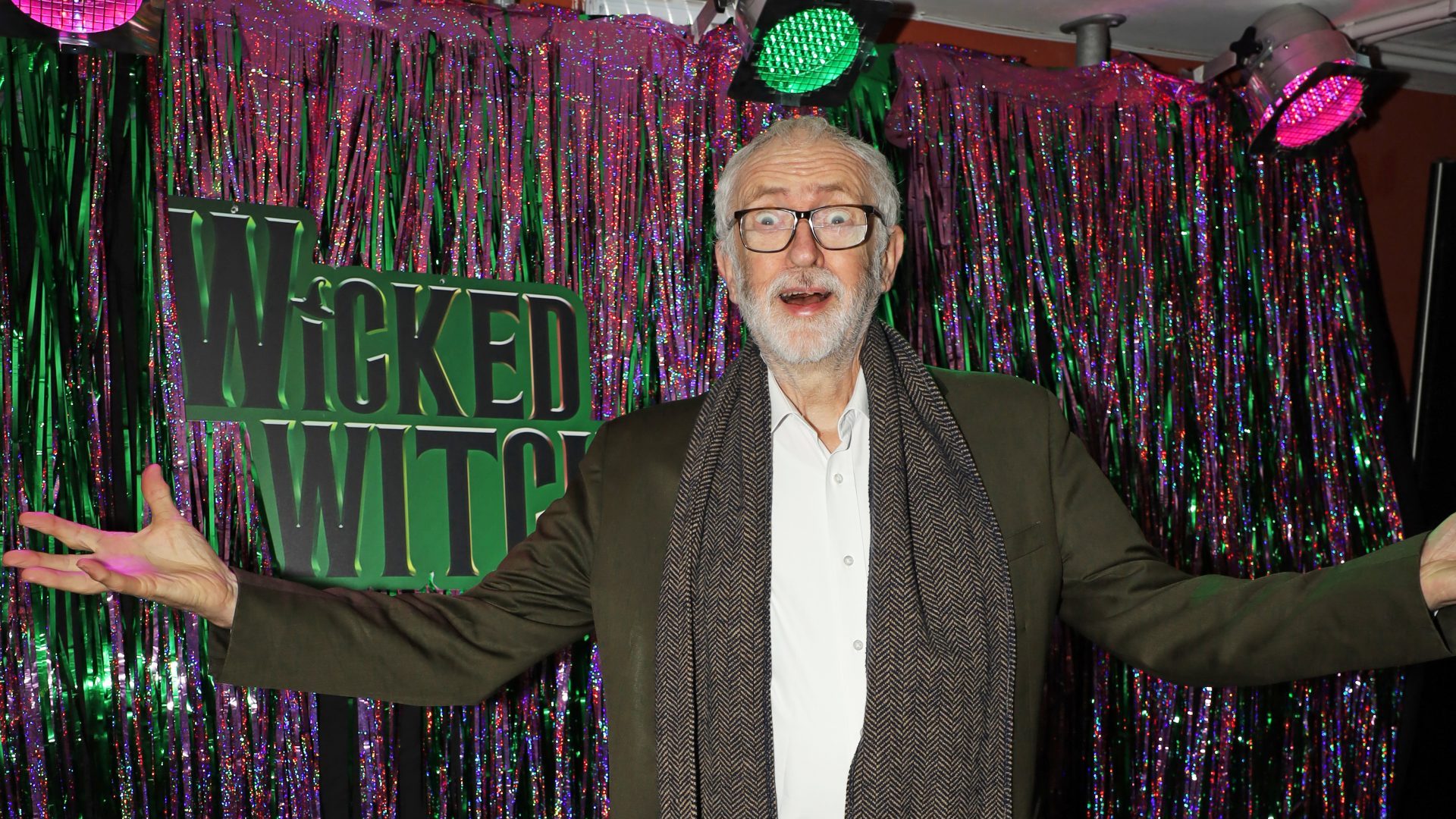Jeremy Corbyn attends the press night performance of the pantomime Wicked Witches, in which he plays the Wizard of Oz-lington. Photo: Aimee Rose McGhee/Dave Benett/Getty Images