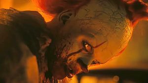 Swedish actor Bill Skarsgård as Pennywise the Clown in the series IT: Welcome to Derry, based on Stephen King’s IT. Image: HBO