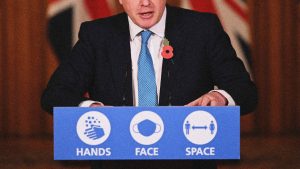 Boris Johnson holds the first press conference of the second Coronavirus lockdown, November 5, 2020. Image: Leon Neal/WPA Pool/Getty