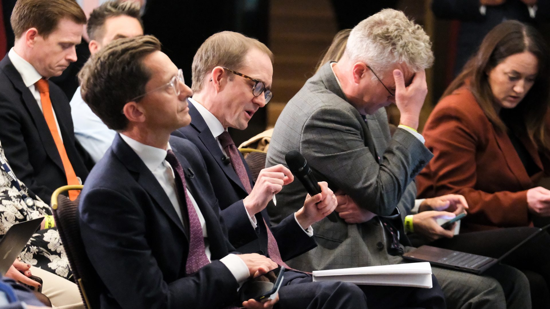 Chris Mason and Christopher Hope at a Reform Party UK press conference. Photo: Matthew Chattle/Future Publishing via Getty Images