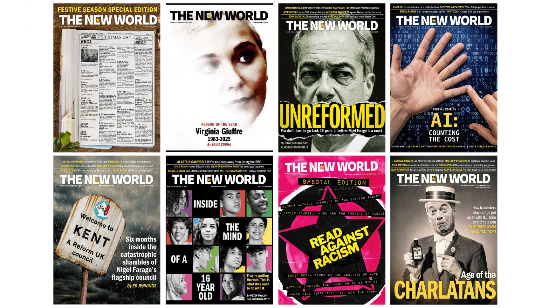 A montage of some of The New World’s recent covers. Image: TNW