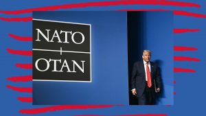 Donald Trump arrives for a press conference during a North Atlantic Treaty Organization (NATO) Heads of State and Government summit in The Hague. Photo: BRENDAN SMIALOWSKI/AFP via Getty Images