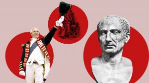 Nigel Hawthorne as
George III; Charles ‘the
Mad’ VI of France; Julius Caesar. Image: TNW