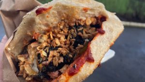 A kofte sandwich based on an age-old Iraqi winter dish, served at Logma in Hackney. Image: Josh Barrie