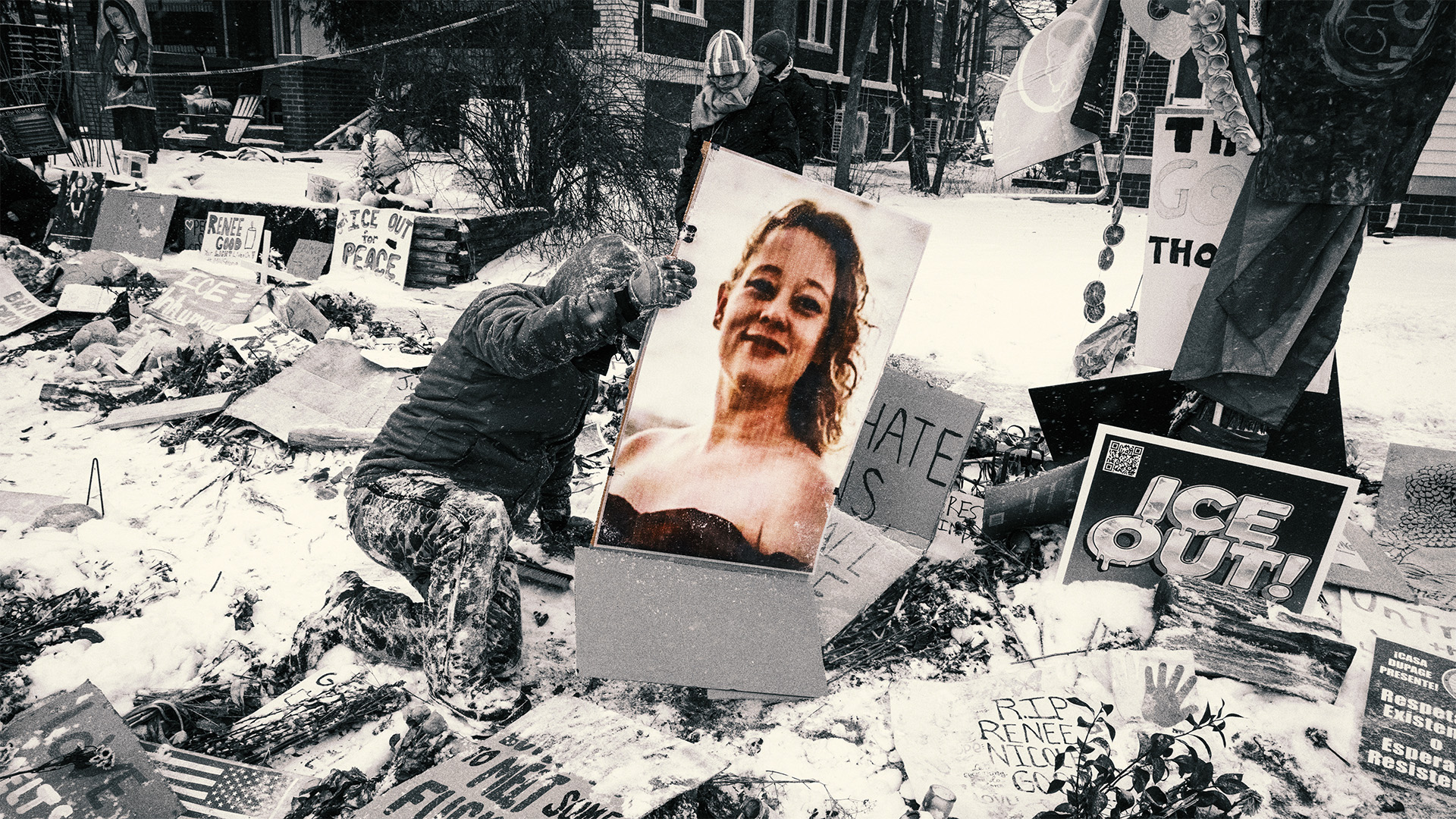 A memorial in Minneapolis to Renée Good, who was shot dead in the city on January 7 by a US Immigration and Customs Enforcement agent. Image: Scott Olson/Getty