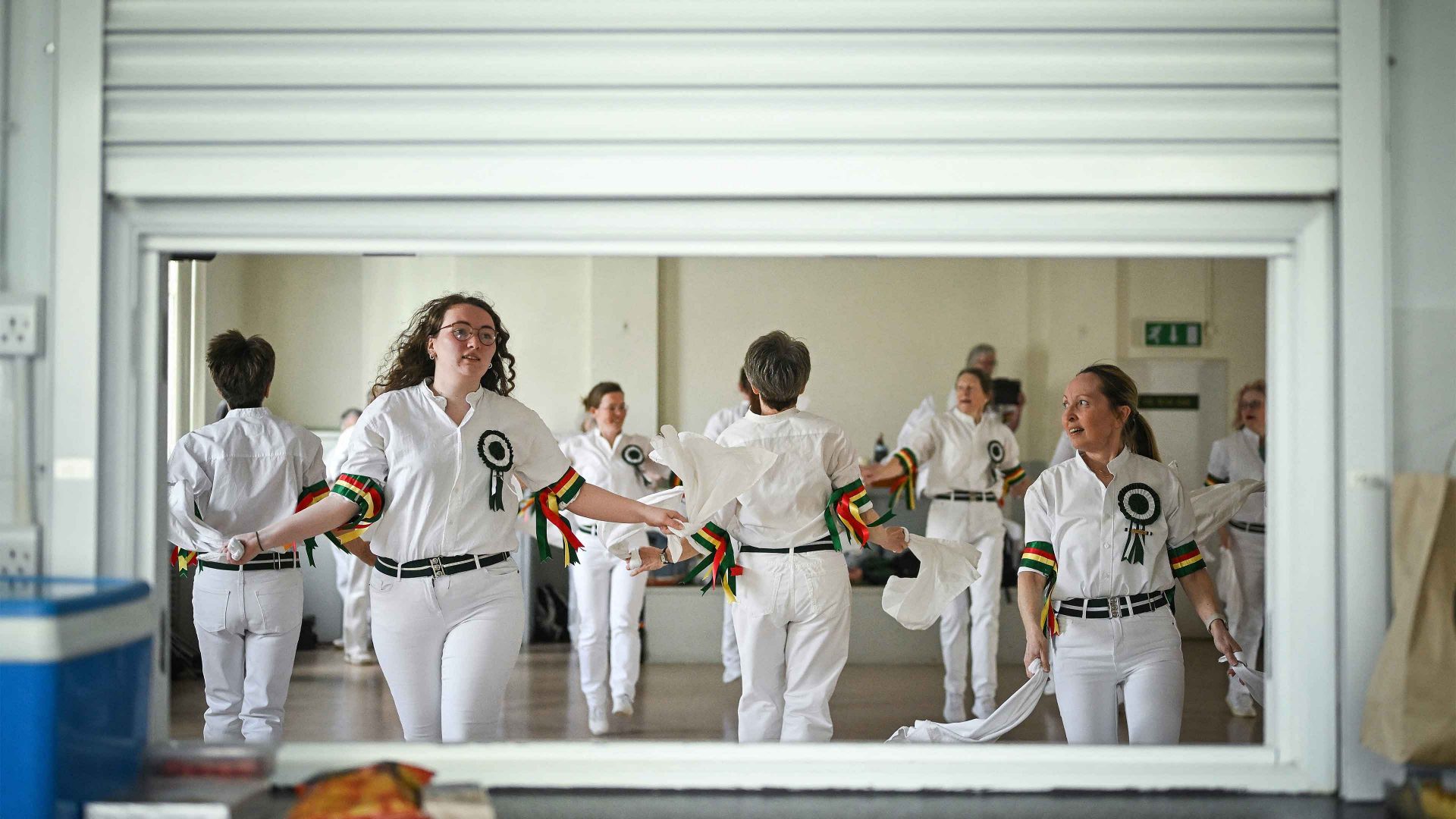 Members of Windsor Morris dancing group take part in a practice day at the Old Windsor Memorial Hall. Image: Ben Stansall/AFP/ Getty