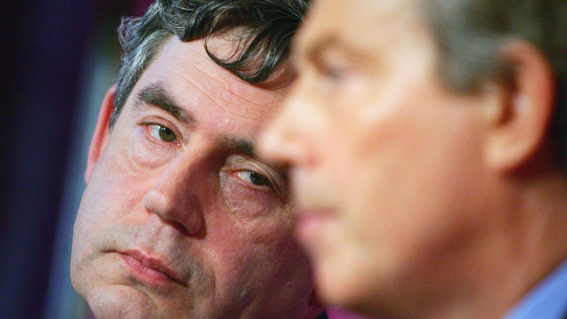 Tony Blair and Gordon Brown unveil a Labour Party campaign poster during the 2005 election campaign in London. Image: Getty