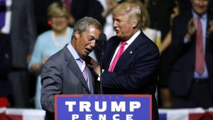 Nigel Farage and Donald Trump in happier times back in 2016. Photo: Jonathan Bachman/Getty Images