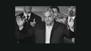 Viktor Orban waves to supporters at the Balna centre in Budapest during Hungary's general election. Photo: Attila KISBENEDEK / AFP via Getty Images