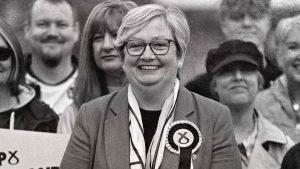 SNP Edinburgh South West candidate Joanna Cherry poses with SNP supporters at an election photocall in 2024. Photo: Ken Jack/Getty Images