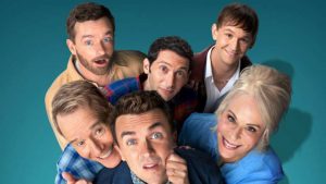 Frankie Muniz (centre) and the cast of Malcolm in the Middle: Life’s Still Unfair. Image: Disney