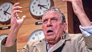 Peter Finch’s Oscar-winning performance as Howard Beale, a distraught news anchor, in the 1976 satirical film Network. Image: Pictorial Press Ltd/Alamy