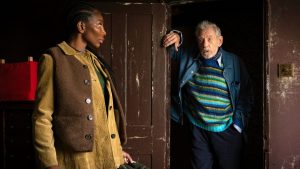 Michaela Coel and Ian McKellen in The Christophers. Image: Neon