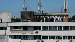 A Russian drone wounded two people as it struck an apartment building in NATO-member Romania. Photo: Daniel MIHAILESCU / AFP via Getty Images