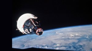 Gemini 7 photographed from the window of Gemini 6, in 1965. Image: PHOTO12/UIG/GETTY