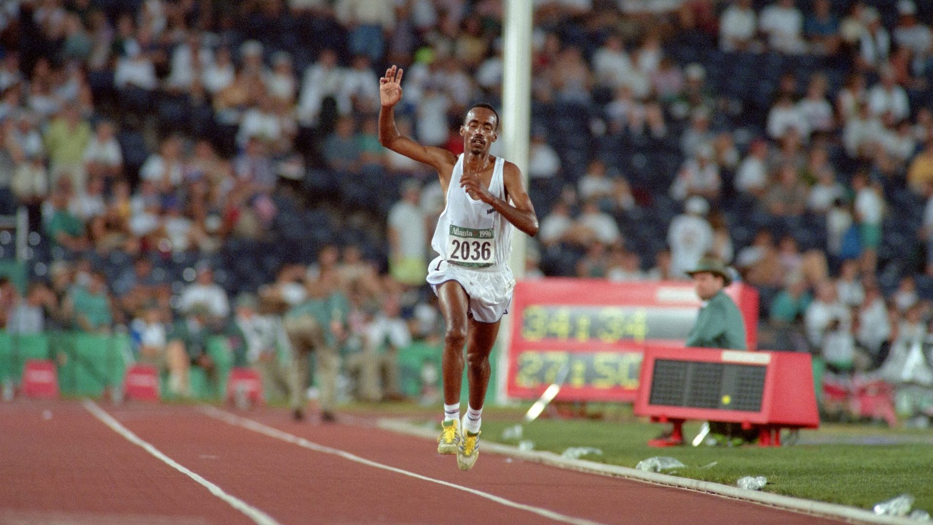 Majed Abu Maraheel became the first Palestinian to compete at the Olympic Games in 1996. Image: Georges Gobet/AFP/Getty