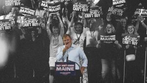 The Democrat candidate for Maine has been accused of sexual assault by an ex-partner, as well as an SS associated tattoo. Image: TNW/Getty