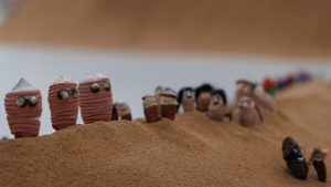 The tiny dolls on display as part of the Tide of Returns exhibition in Venice. Image: Jacopo Salvi