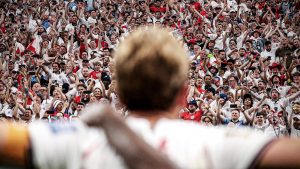 England players celebrate with fans after their 2-1 victory over DR Congo in Atlanta. Image: Getty