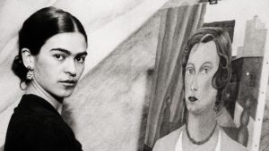 Mexican artist Frida Kahlo working on a painting of the San Francisco society woman Mrs Jean Wight, 1931. Image: Bettmann/ Getty