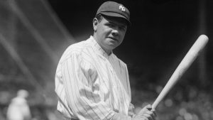 New York Yankees’ Babe Ruth prepares to bat at the Polo Grounds, April 1920. 
Image: Bettmann/Getty