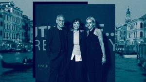 George Clooney, Maggie Gyllenhaal and Emily Maitlis attend "The Future Of… Creativity" hosted by Finch & Partners and Creative Artists Agency. Photo: Victor Boyko/Getty Images for Finch & Partners and Creative Artists Agency. Image design: TNW/Getty
