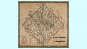 An 1862 map shows how the District of Columbia was designed to be a perfect square.