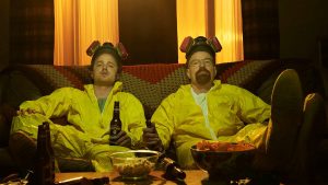 Aaron Paul and Bryan Cranston starred as Jesse Pinkman and Walter White in Breaking Bad