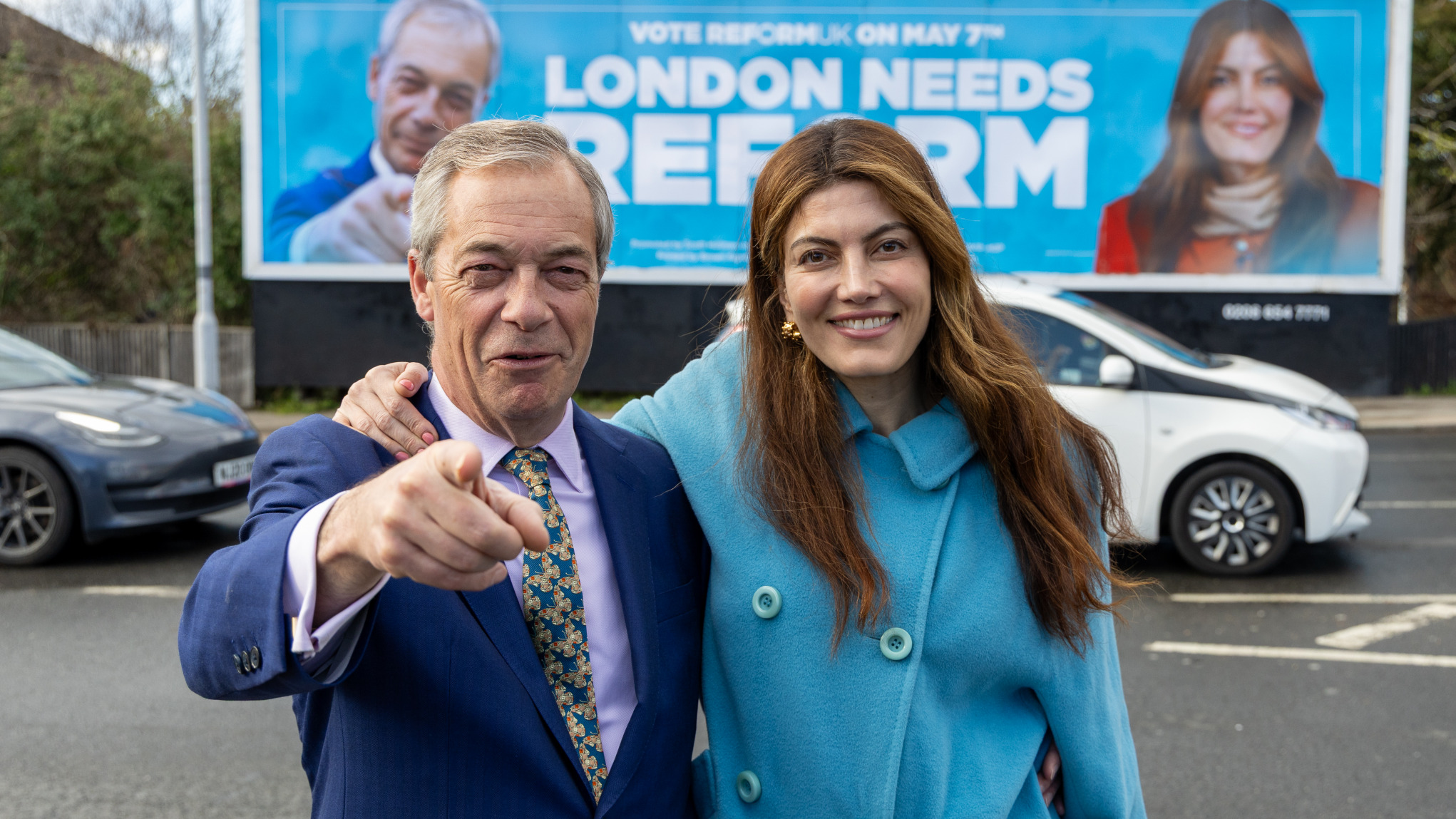 Nigel Farage and Laila Cunningham. Photo: Phil Lewis/SOPA Images/LightRocket via Getty Images