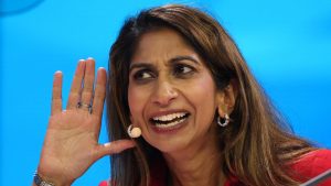 Suella Braverman’s Patriot sold just 106 copies in its opening weekend, as her political star continues to decline. Image: Dan Kitwood/Getty Images