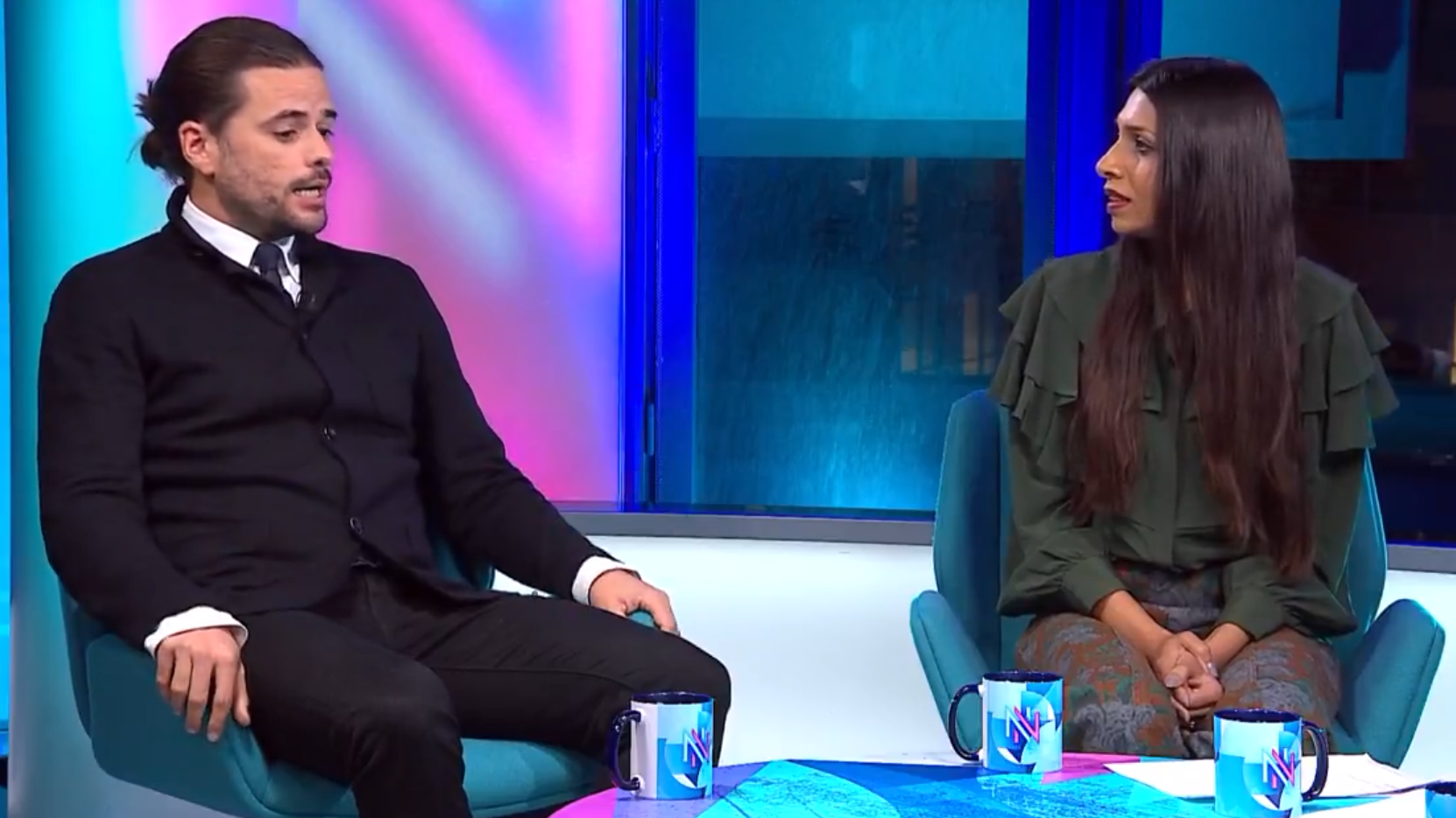 Winston Marshall and Dr Faiza Shaheen on the BBC's Newsnight. Image: BBC