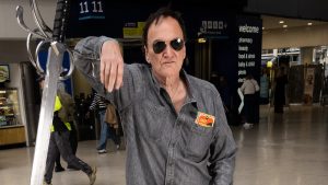 Quentin Tarantino attends the launch of his play The Popinjay Cavalier at Waterloo Station, October 12. Image: Jeff Spicer/Getty