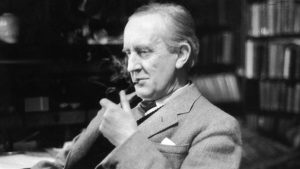 Writer JRR Tolkien in his study at Merton College, Oxford, 1955. Image: Haywood Magee/Picture Post/Hulton Archive/Getty