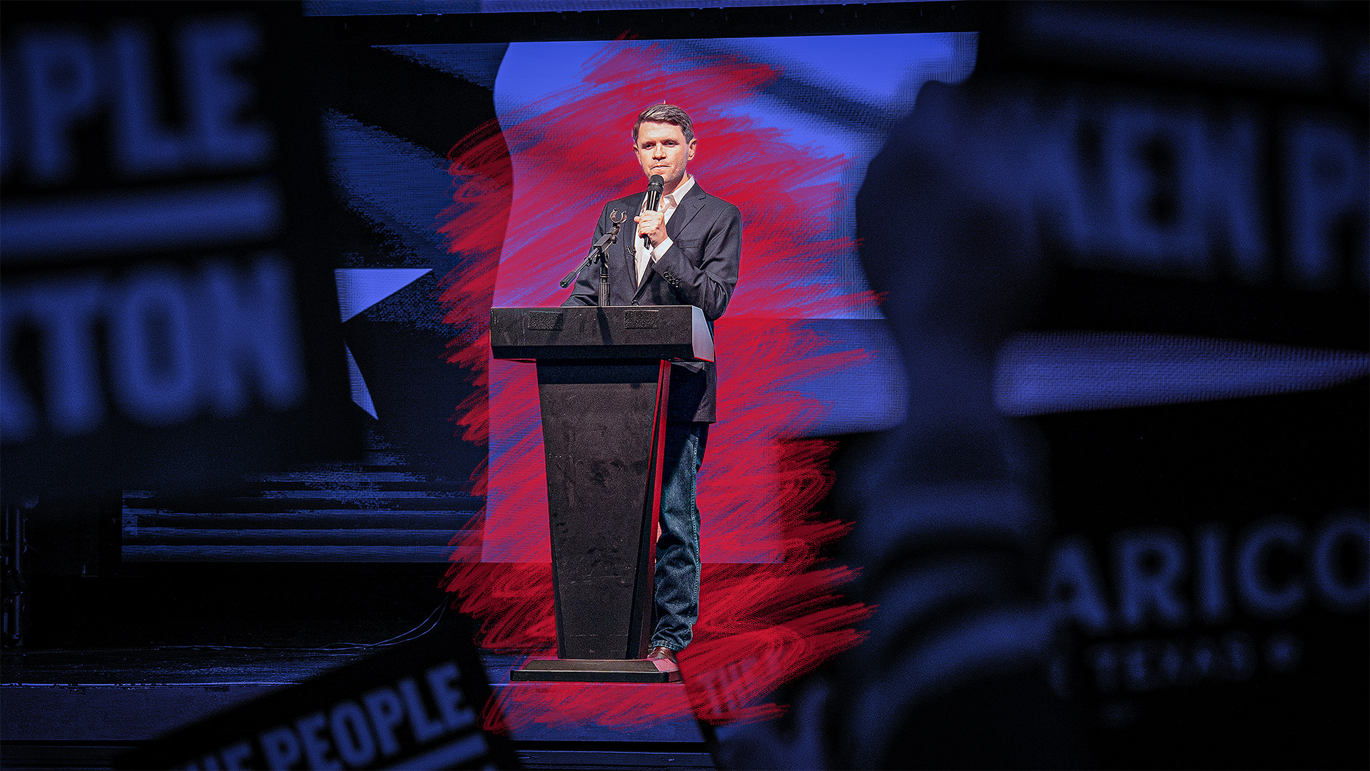 James Talarico campaigns against Republican Ken Paxton in Houston. Image: TNW/Getty